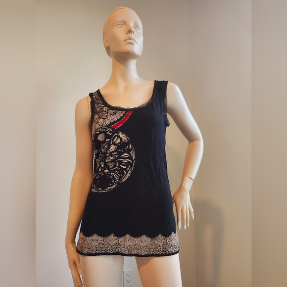 Desigual drapey top with sequinned embelishment - Picture 1 of 8
